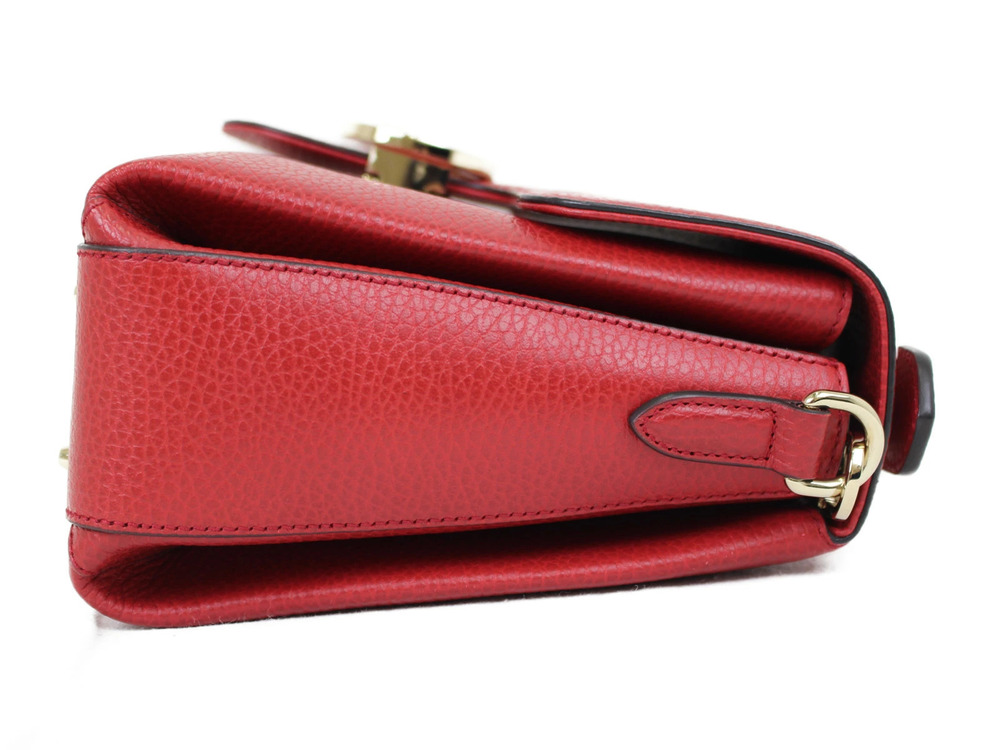 Gucci Red Leather Chain Interlocking GG Bag Shoulder Handbag Red